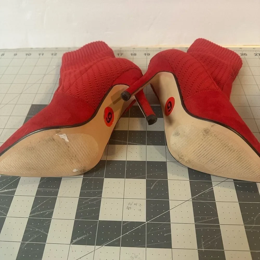 Catherine Malandrino red pump‎ heel ankle boots great for the holidays size 6 - Picture 5 of 9